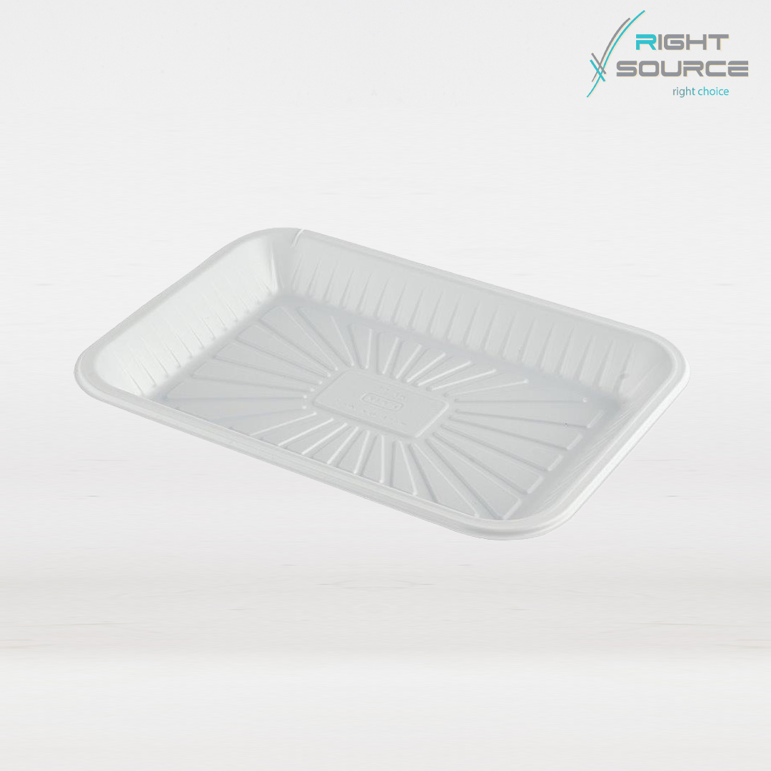 طبق بلاستيك ابيض مستطيل رقم 3 عدد 50 طبق