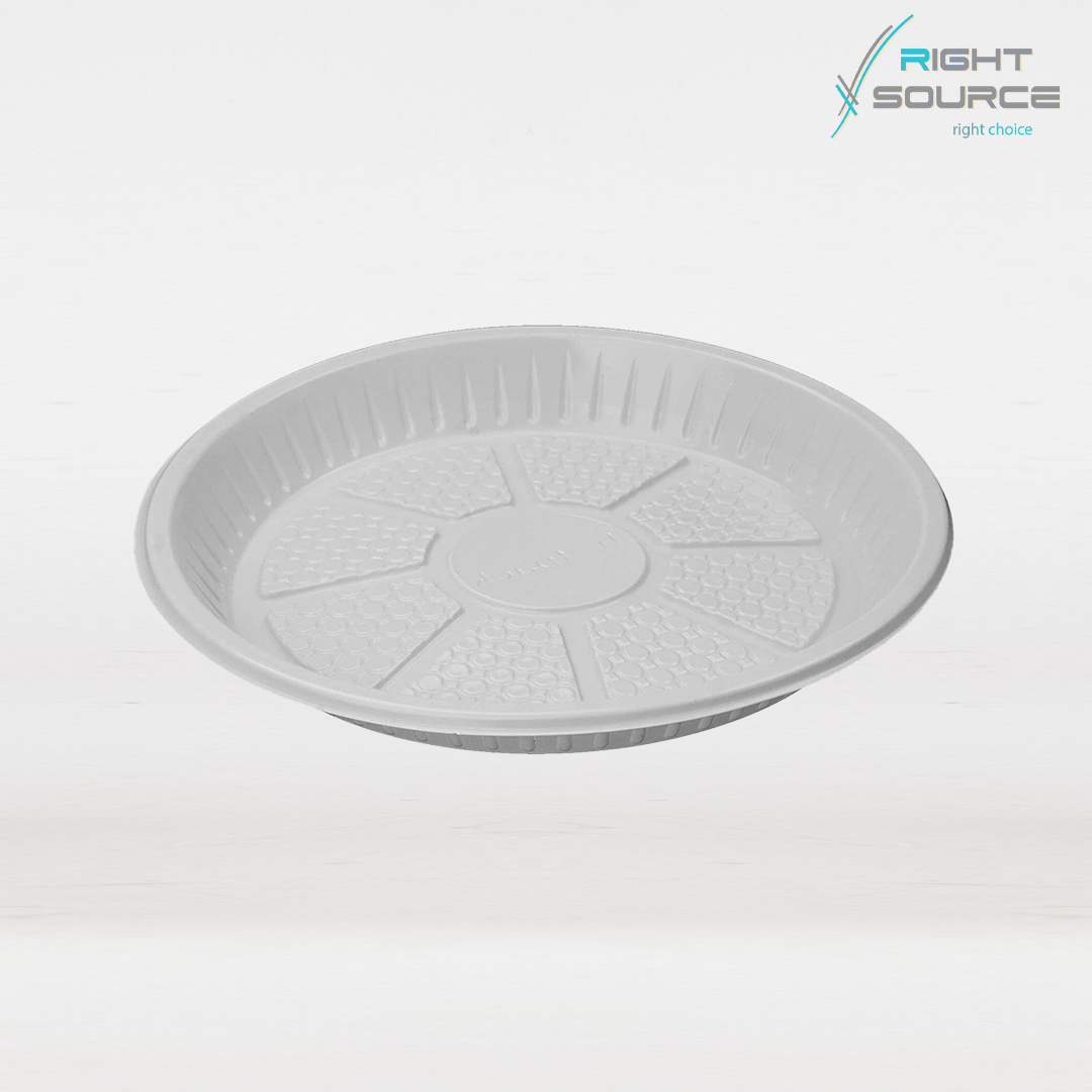 طبق بلاستيك ابيض مقاس 22 عدد 50 طبق