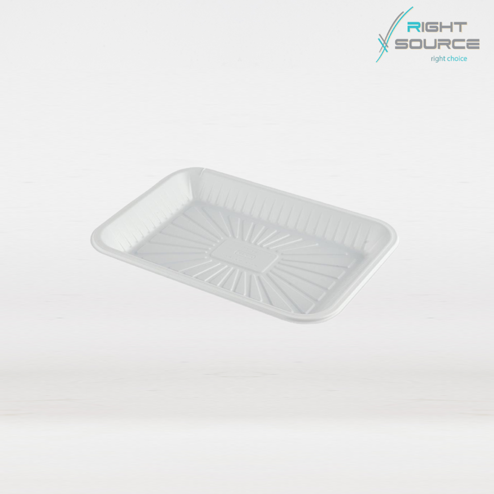 طبق مستطيل بلاستيك ابيض رقم 1عدد 50 طبق