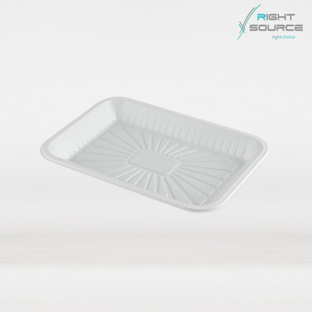 طبق مستطيل بلاستيك ابيض رقم 2 عدد 50 طبق