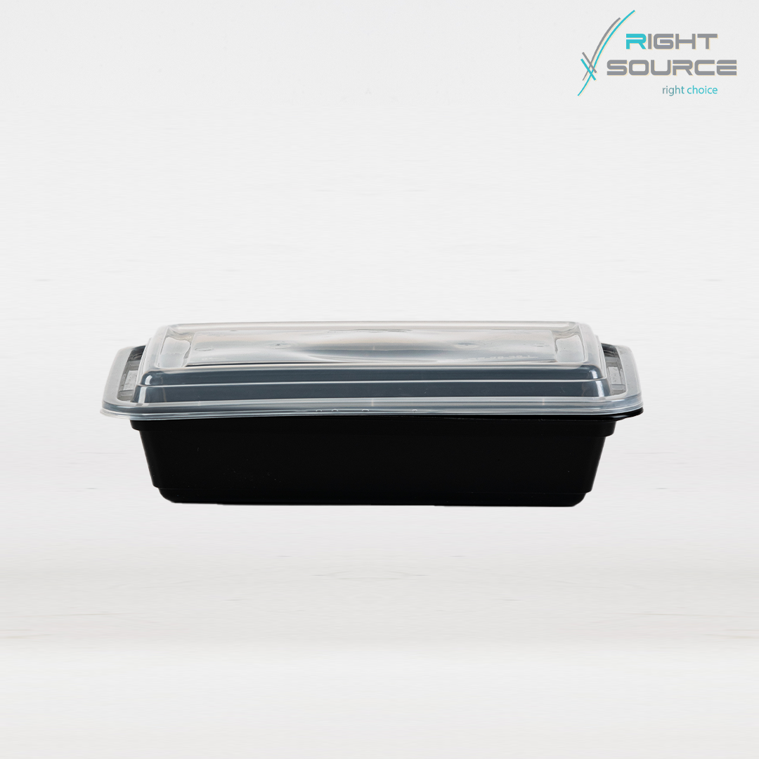 علبة مستطيل ميكرويف اسود / 10 قطعة RE16