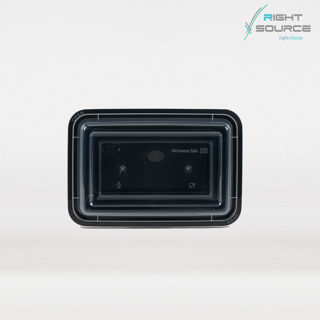 علبة مستطيل ميكرويف اسود / 10 قطعة RE32